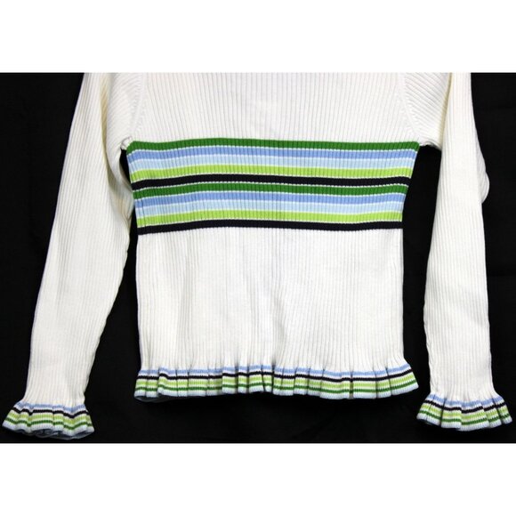 NWT 2004 Gymboree Dandelion Wishes Cardigan Sweater Lettuce Ruffle Stripe sz 9 - Picture 5 of 5
